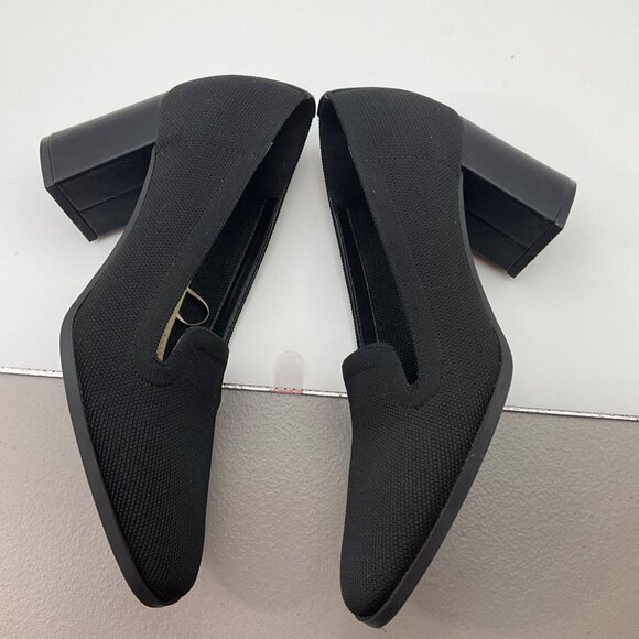 Adrienne Vittadini 9 Britanny Black Heeled Knit Loafers Minimalist Old Money - Picture 8 of 14